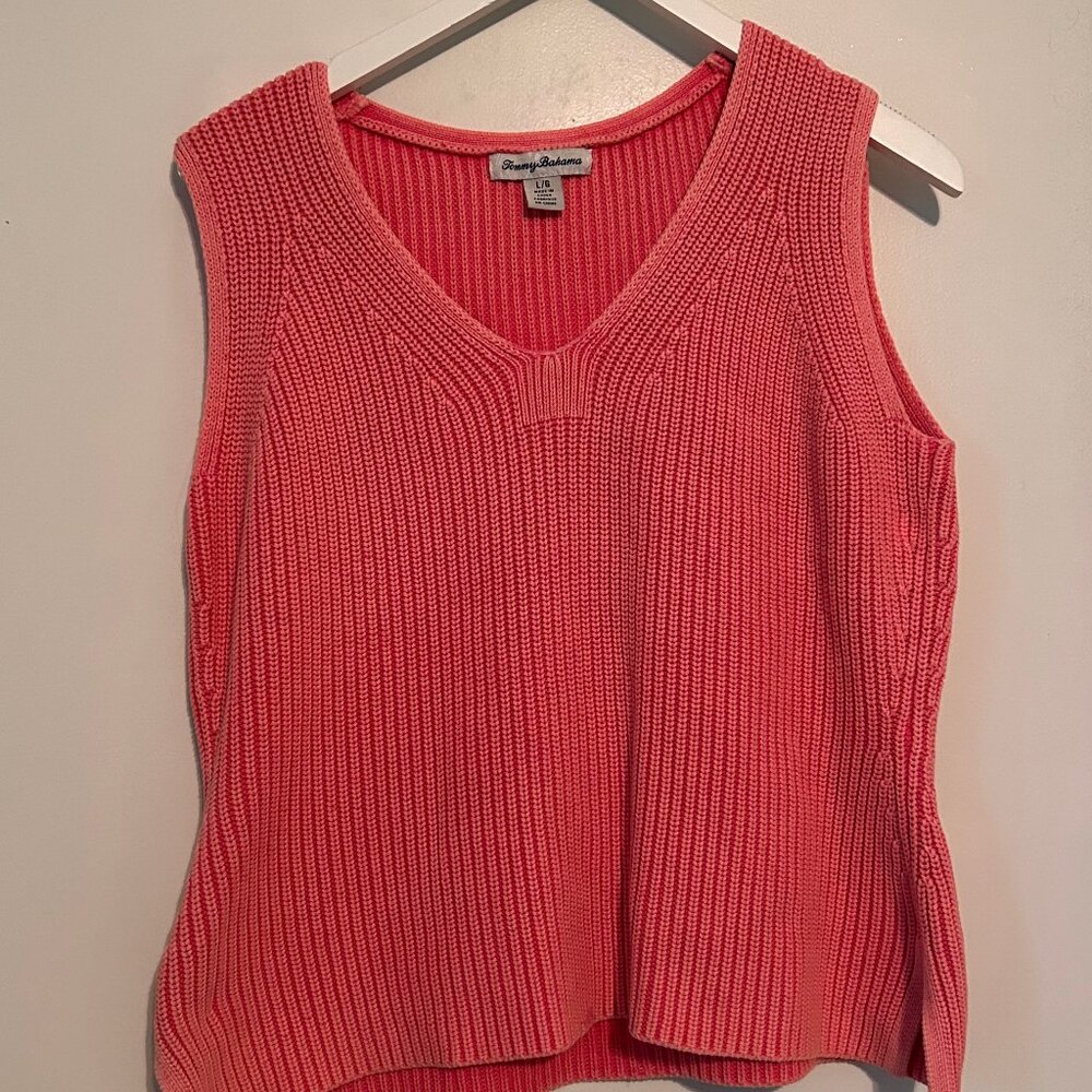 Tommy Bahama Woman's Coral Sleeveless Sweater Tank Size L